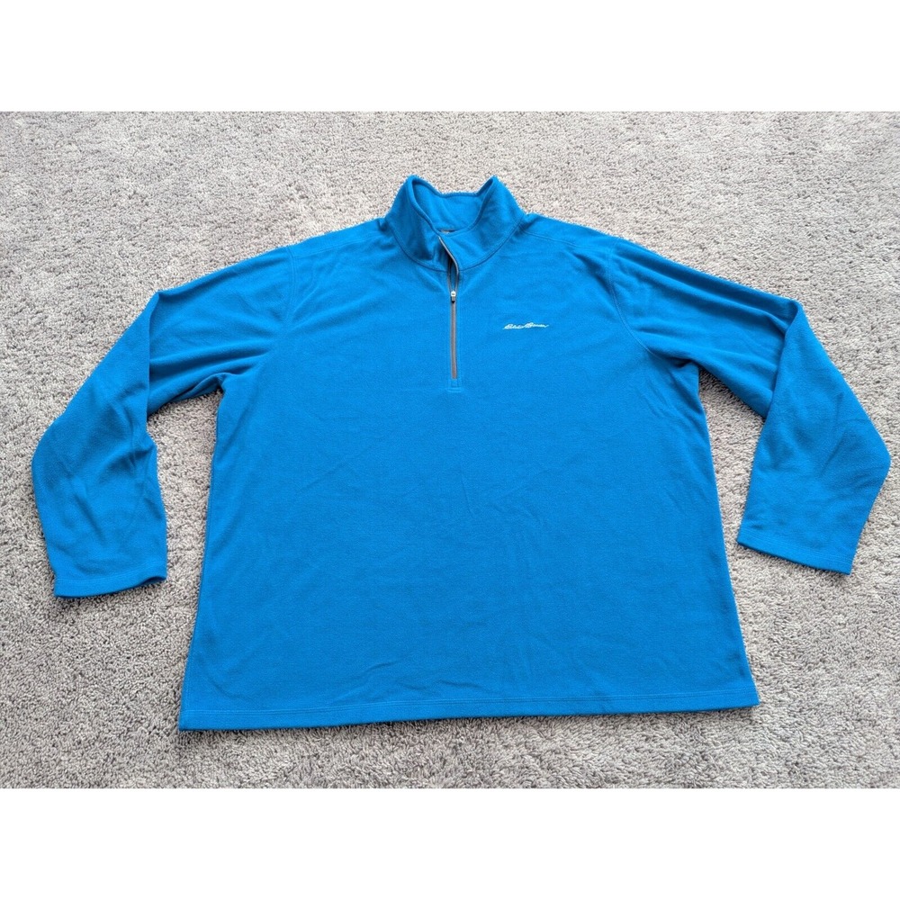 Eddie Bauer Pullover Mens 2XL Sweatshirt Blue Long Sleeve 1/4‎ Zip Golf